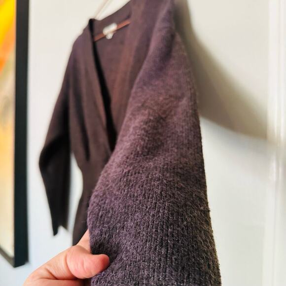 MOON RIVER Faux Brown Sweater Long Sleeves V-Neck Wrap Dress Size Extra Small - Picture 9 of 14